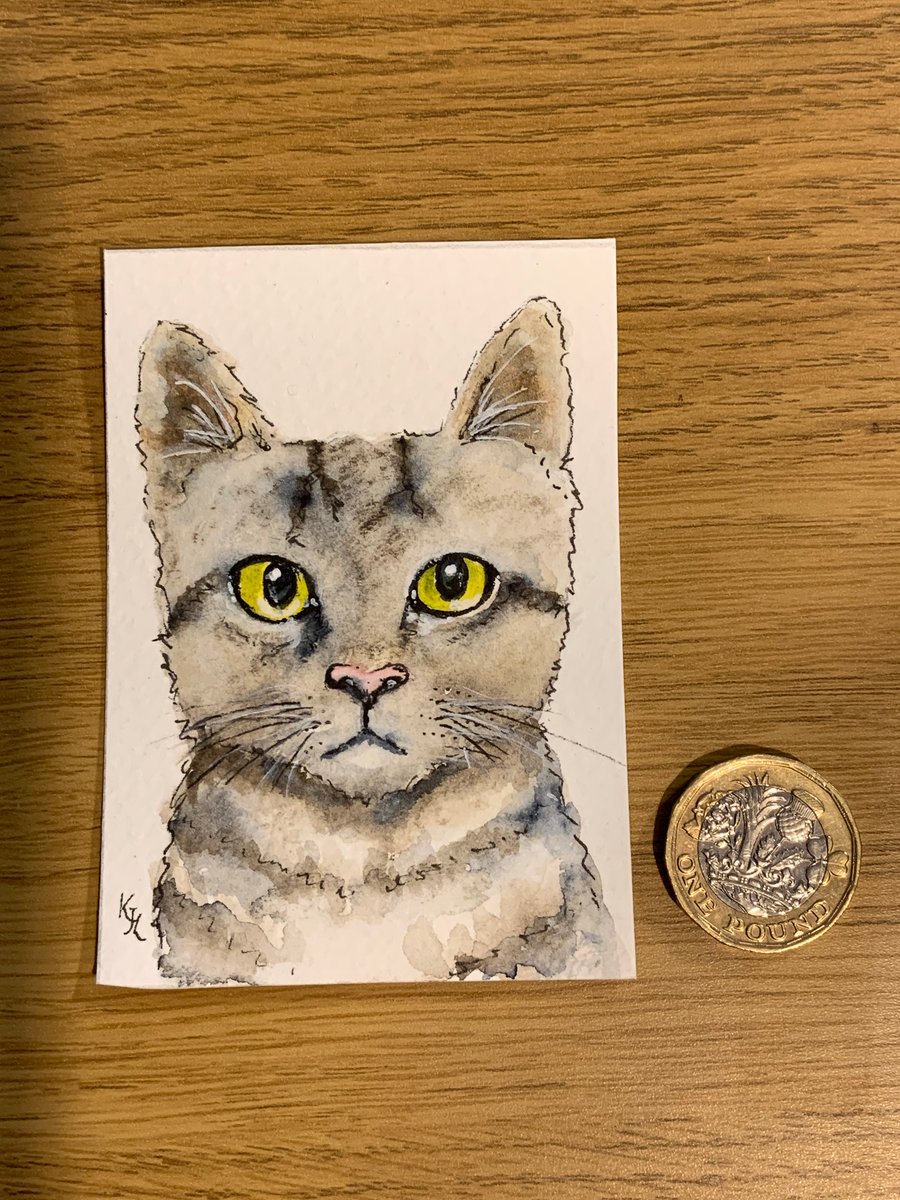 Watercolour of a kitten ACEO - free UK postage 