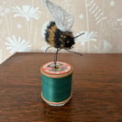 Mini Bobbinbee - Crochet Bee on a vintage wooden bobbin