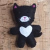 Cat Black & White Felt Brooch.