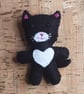 Cat Black & White Felt Brooch.