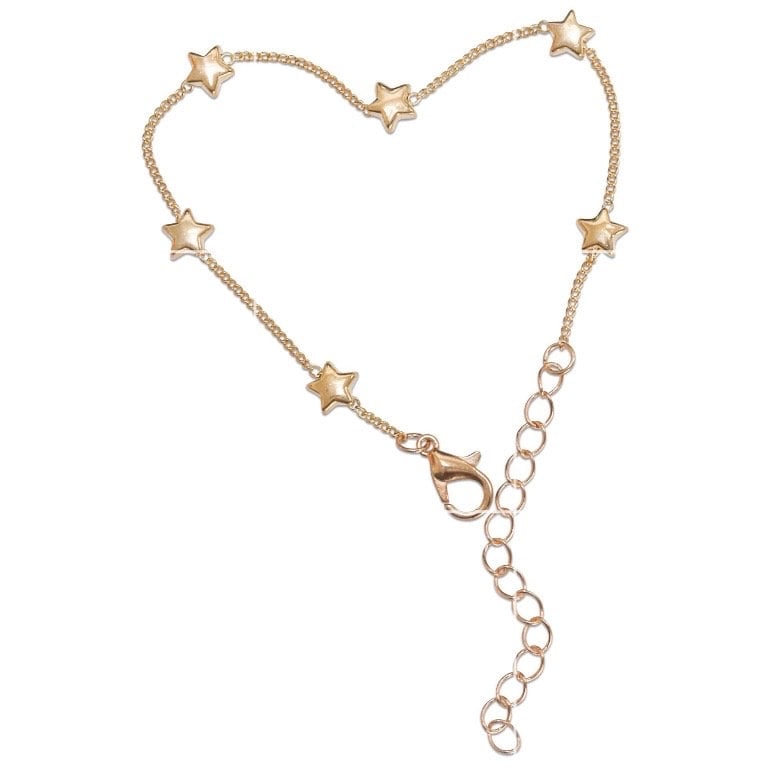 Gold Star Bracelet Silver, Gold Bracelet, Gold Plated Bracelet with Stars, 18ct 