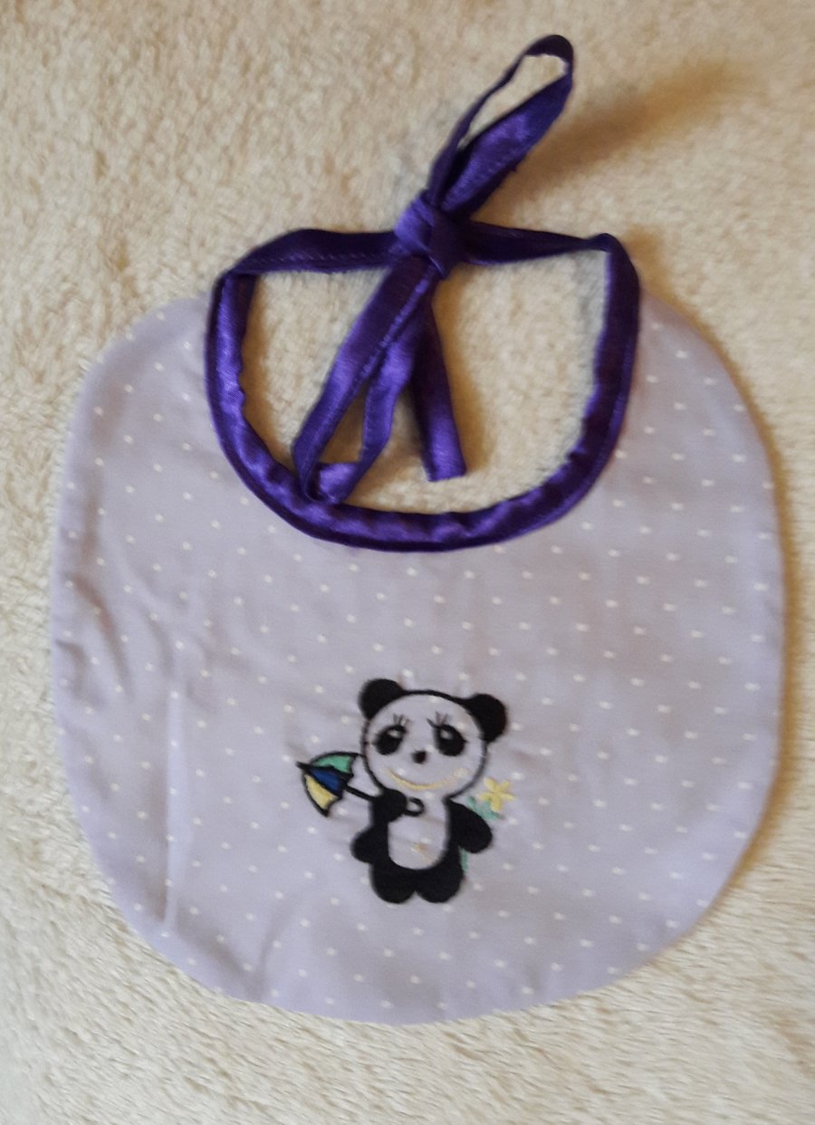 Baby bib with cute panda embroidery