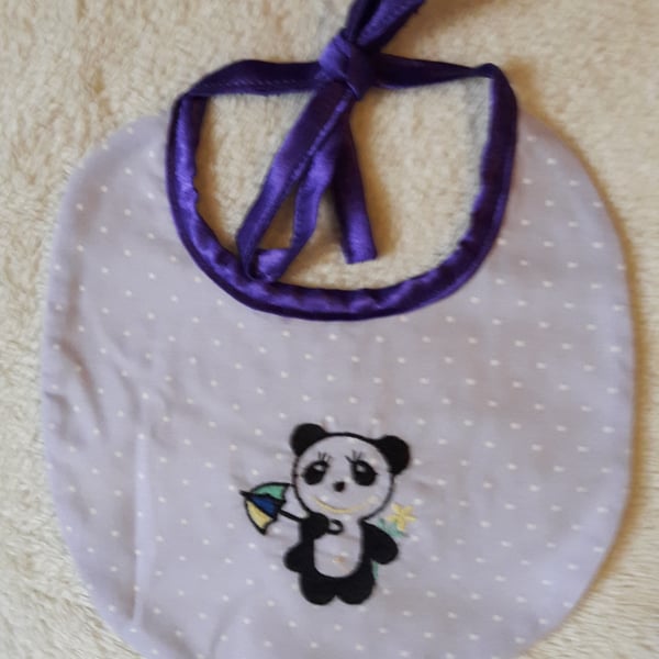 Baby bib with cute panda embroidery