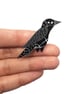 Raven brooch - Handpainted - Bird Badge