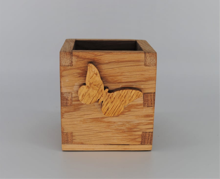 Small open wooden trinket box - Butterfly