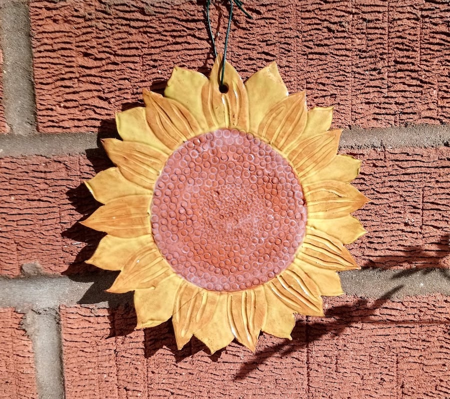 Sunflower ceramic wallhanging
