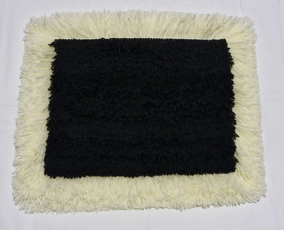 Cream & Black Square Foot Rug