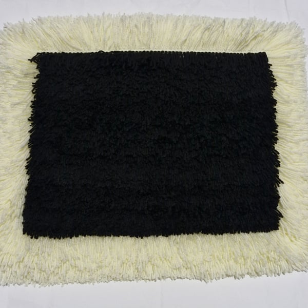 Cream & Black Square Foot Rug