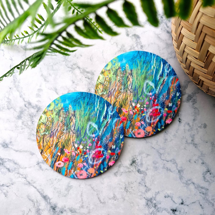 Floral Artwork Coaster - original artwork by Jackie Reynolds
