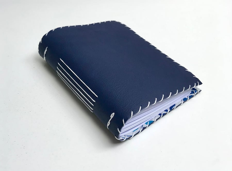 A6 Navy Blue Handmade Leather notebook 