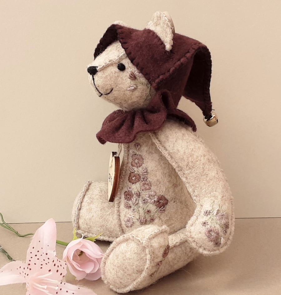 Handmade teddy bear, OOAK keepsake artist bear, hand sewn collectable bear