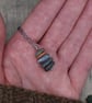 Stacked Pebble and Recycled Sterling Silver Necklace, Stone Necklace, Pendant