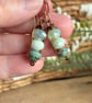Sage & Mint Green Czech Glass Bead Earrings. Wirework Earrings in Antiqued Brass - Image 2