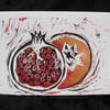 Lino Cut Greetings Card - Pomegranate design - Christmas or New Home