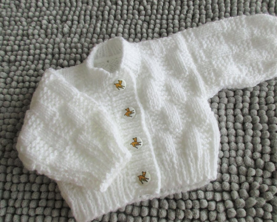 12" Early Baby Round Neck Patterned Cardigan (Premature)