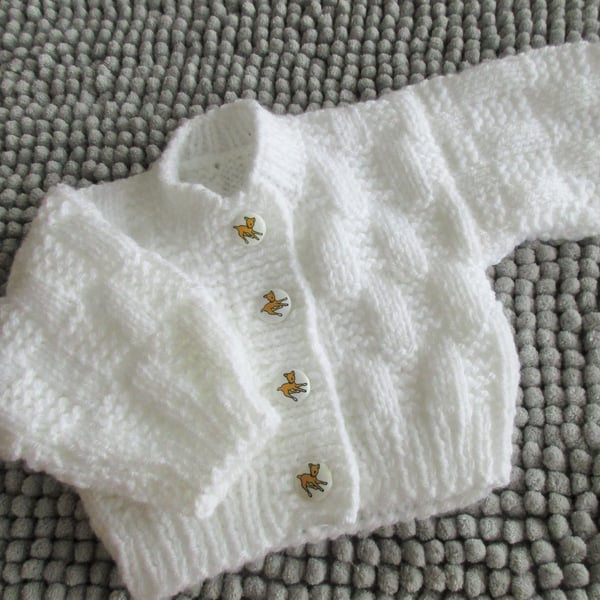 12" Early Baby Round Neck Patterned Cardigan (Premature)