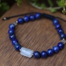 Lapis and Citrine Macrame Bracelet Handmade Natural Gemstone Bracelet