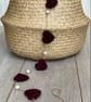 Claret Red Needle Felt Heart Garland 