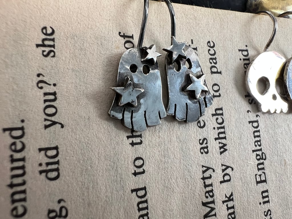 Ghost earrings for a glamerous and fun halloween - sterling silver