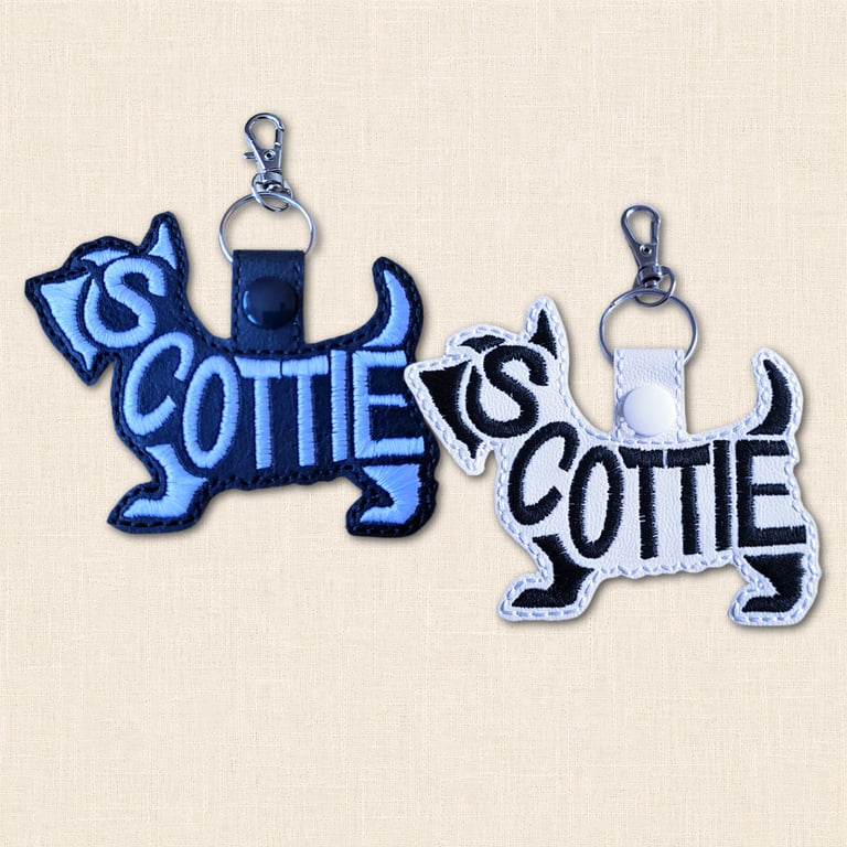 Scottie Dog Keyring - Dog Silhouette Word Art Accessory
