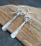 Forged Sterling Silver Dangle Earrings; Hammered Silver Jewellery