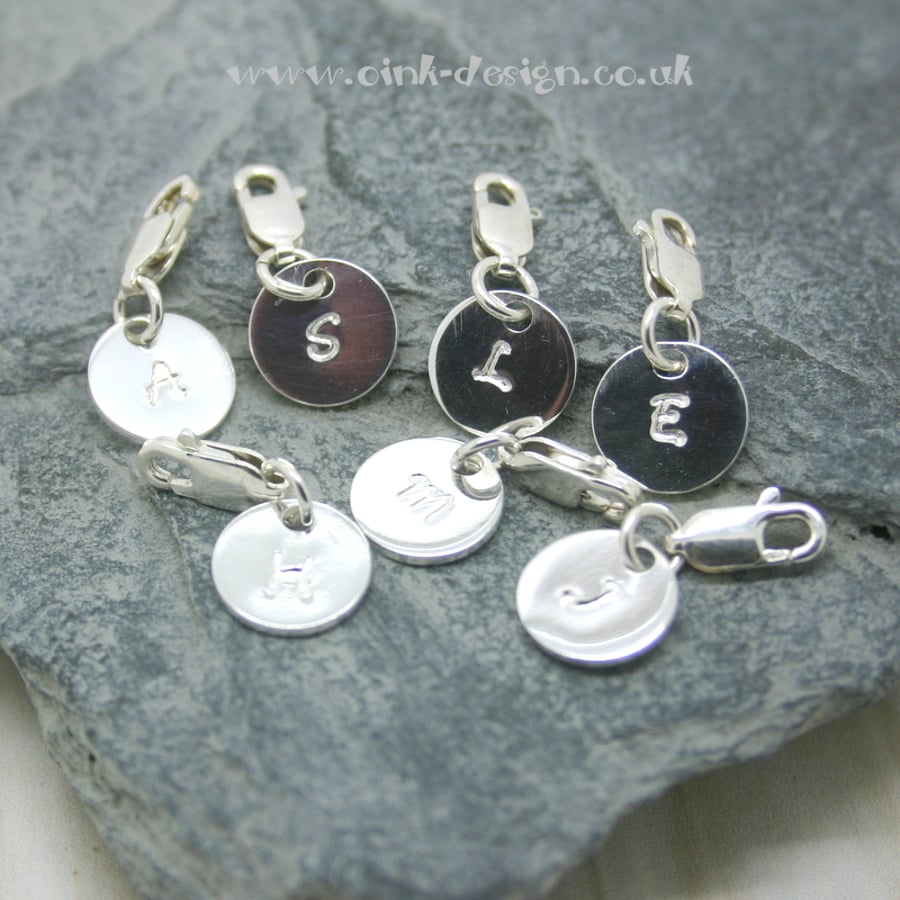 Hand stamped sterling silver charms