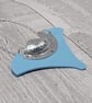 Recycled Aluminium Drink Can Base Blue Acrylic Shield Inspired Necklace Pendant - Image 3