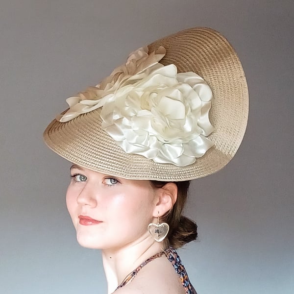 Champagne & Cream Straw Sculpted Hat