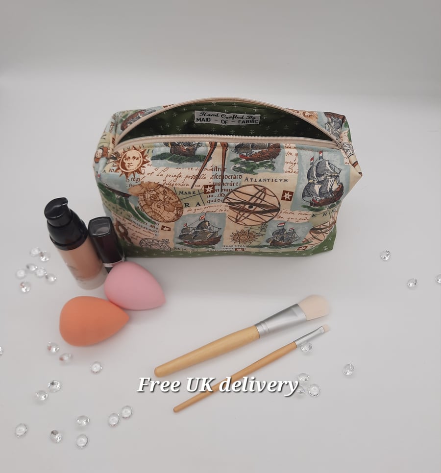 Makeup bag nautical, sailing travel theme. Sale 