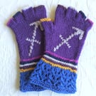 Hand knitted Fingerless mittens - Sagittarius