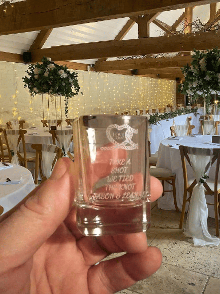  personalised laser engraved  50ml shot glass wedding add any names 