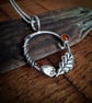 Handmade Acorn Oak Leaf Amber Silver Necklace