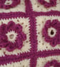 Granny Square Crochet Dolls Blanket And Pillow Set Cream And Pink - Image 2