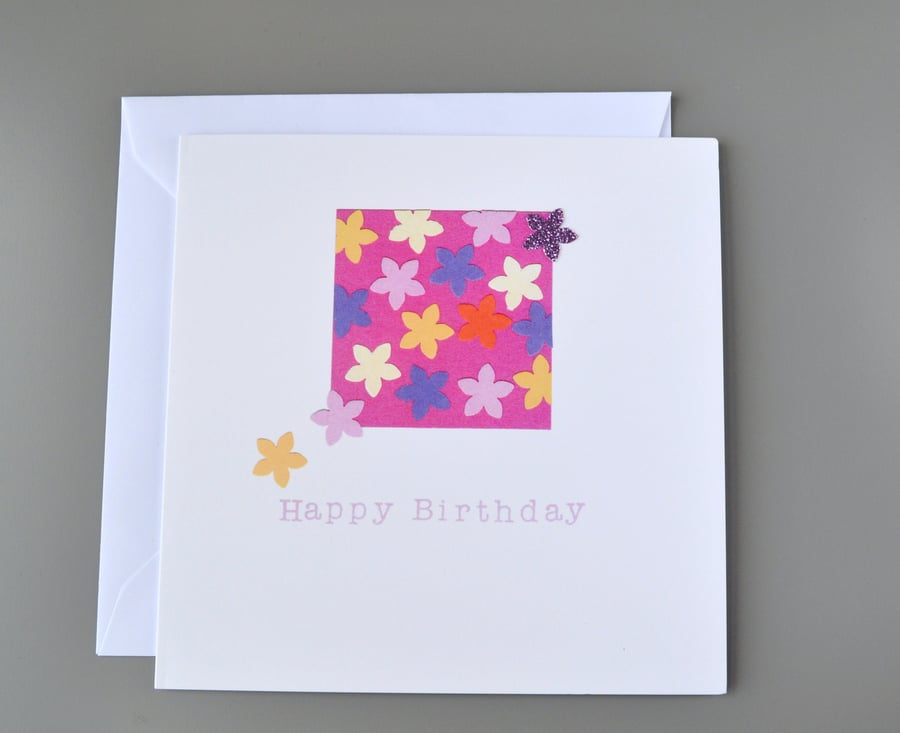 SALE - Flower Shape Collage Birthday Card