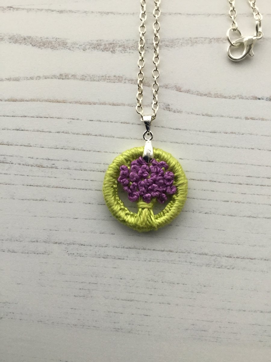Dorset Button Pendant in Violet and Green