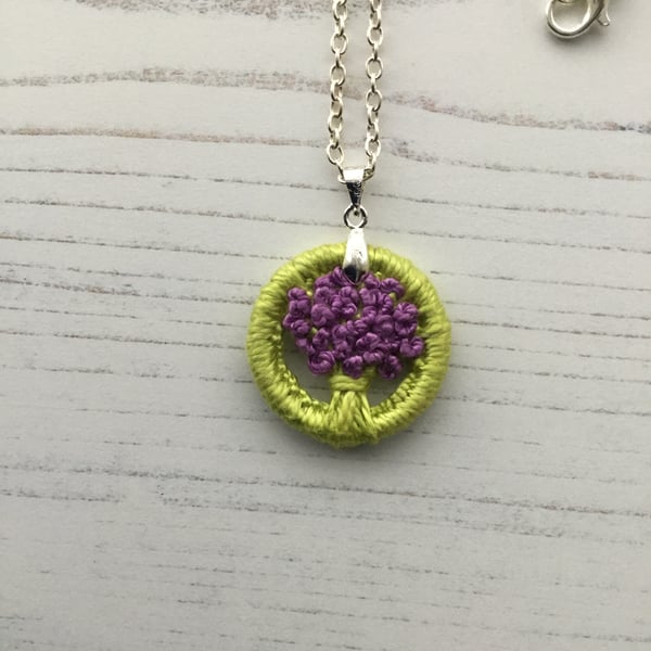 Dorset Button Pendant in Violet and Green