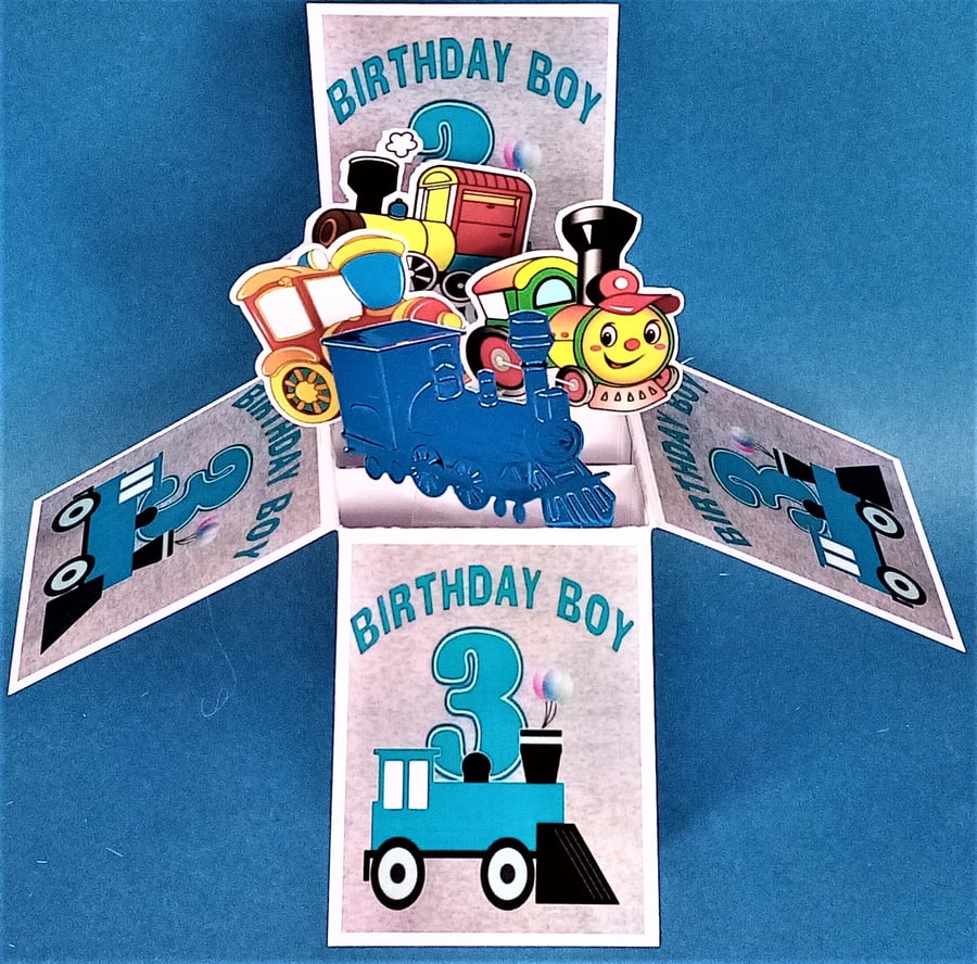 Boy's 3rd Birthday Card with Trains
