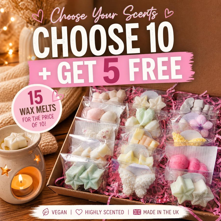 Sampler Wax Melts: 15 Highly Scented Vegan (UK Handmade)