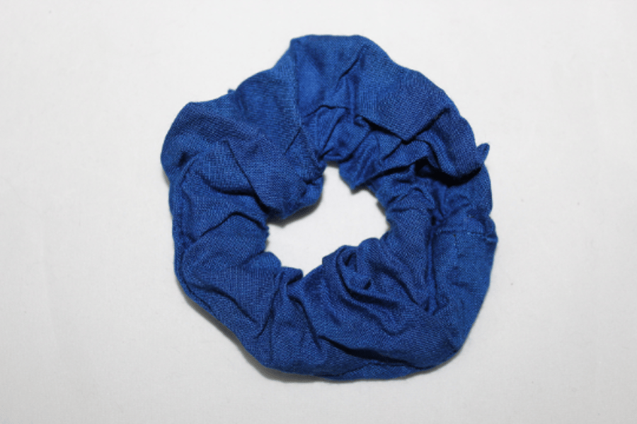 Elasticated blue cotton hair scrunchie,hair accessory handmade,zero waste,gift