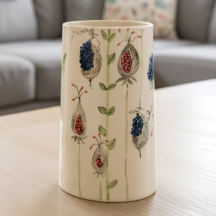 'Wall of Seeds' vase or utensil holder -handmade ceramic