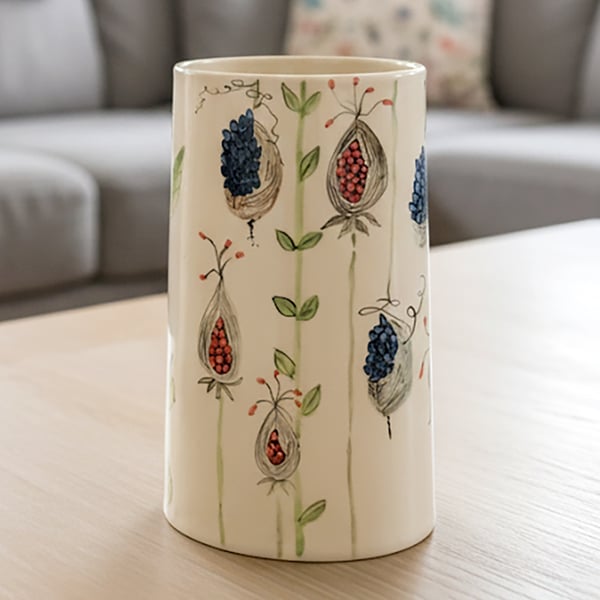 'Wall of Seeds' vase or utensil holder -handmade ceramic