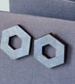 Open Hexagon Stud earrings in colourful painted wood - Image 7