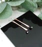 Earrings, Textured Copper Bar with Obsidian and Sterling Silver - Image 2