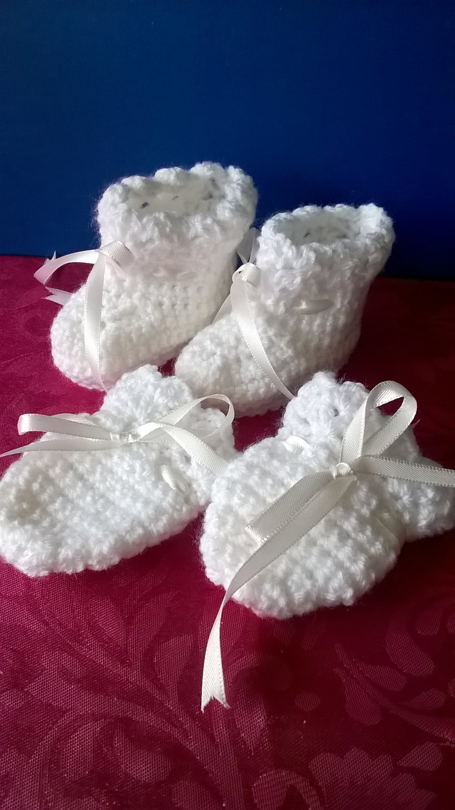 Hand Crochet Baby Bootees and Mitts