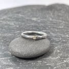 Skinny silver stacking ring with diamond in 18ct gold setting size M