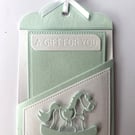 Handmade Aquamarine baby gift card or money holder, Special occasion wallet