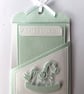 Handmade Aquamarine baby gift card or money holder, Special occasion wallet
