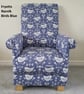Fryetts Narvik Birds Blue Fabric Adult Chair White Armchair Accent Nursery Small - Image 2