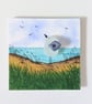 Handmade Seagull Sea Glass and Watercolour Mini Canvas Fridge Magnet