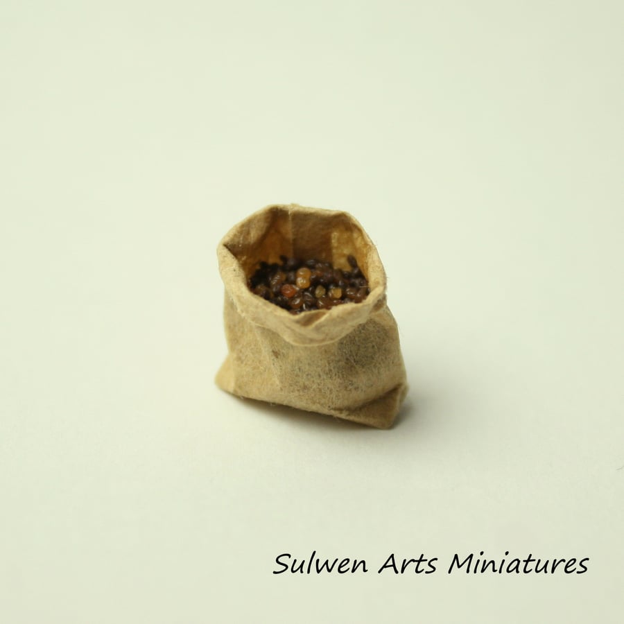 Miniature bag of raisins 1:12 scale